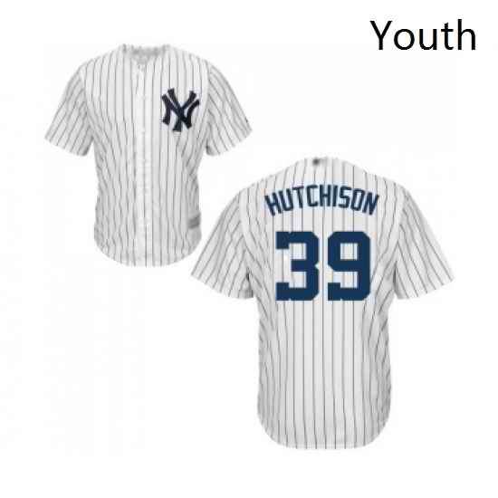 Youth New York Yankees 39 Drew Hutchison Authentic White Home Baseball Jersey